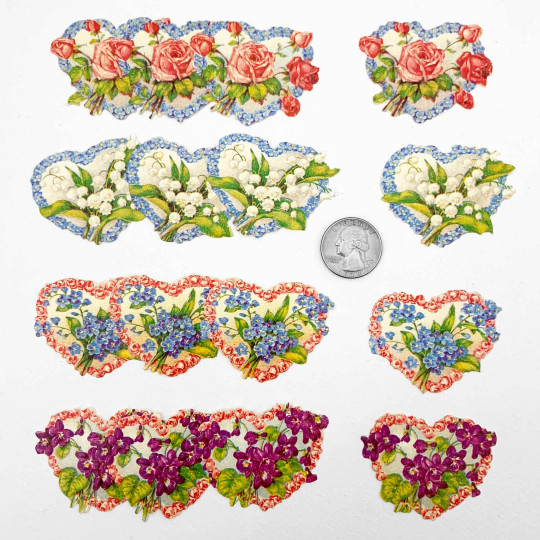 Floral Hearts Loose Valentine Paper Scrap Pack